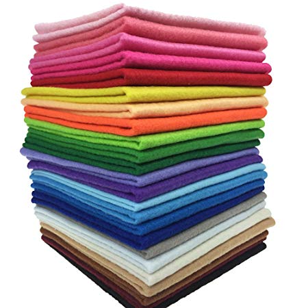 24pcs Thick 1.4mm Soft Felt Fabric Sheet Assorted Color Felt Pack DIY Craft Sewing Squares Nonwoven Patchwork (1515cm)