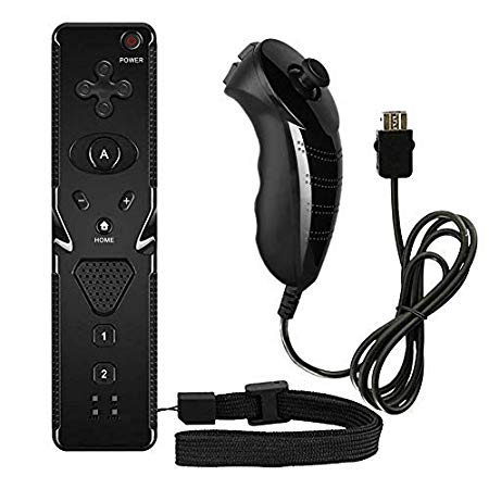 2-Pack Wii Remote and Nunchuk Controller Set for Nintendo Wii/Wii U/Wii Mini, JFUNE Video Games Remote Controller (1 Pair)