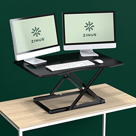 Zinus Smart Adjust Standing Desk/Adjustable Height Desktop Workstation/36in x 24in/Black