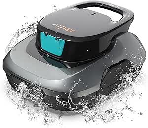 AIPER Scuba SE, Robot per piscina senza fili, Batteria a doppia azionamento, Parcheggio automatico, Adatto per piscine piatte fino a 80 mq, Drenaggio rapido, Autonomia 90 min, Nero