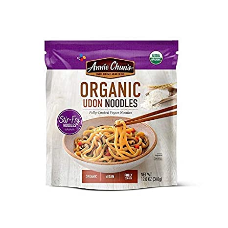 Annie Chun's Organic Stir-Fry Noodles, Udon | Fully-Cooked, Vegan, 12-oz (Pack of 6) | Good for Soup, Teriyaki and Vegetable Dishes