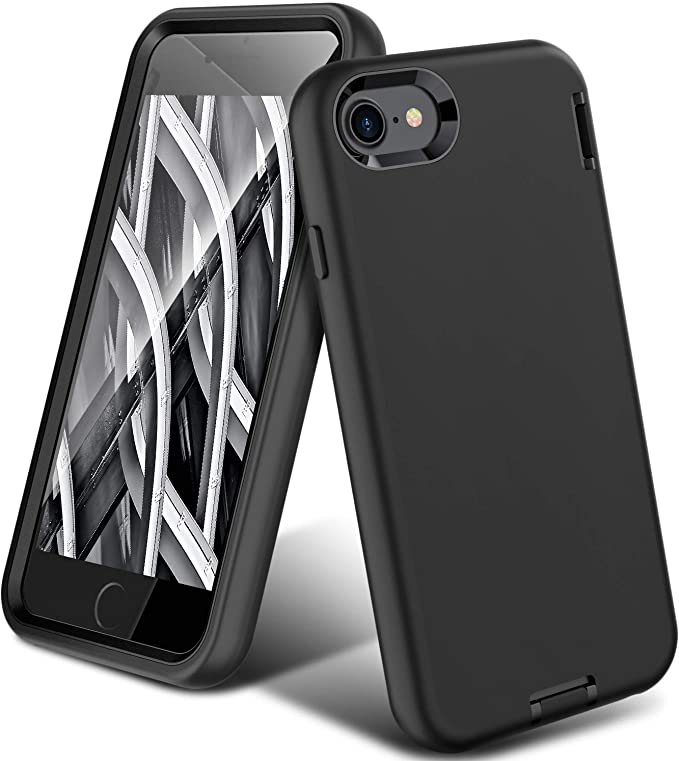 ORIbox Liquid Silicone Case for iPhone 7 Plus/8 Plus, Shockproof Anti-Fall Protective case, Soft-Touch Finish of The Liquid Silicone Exterior Feels, Black