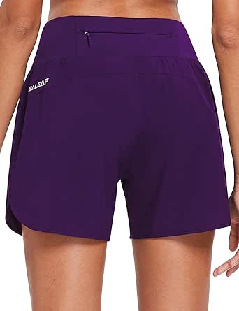 BALEAF Women's 5" Workout Shorts Gym Running Shorts Athletic with Liner High Waistband Quick Dry Sports Zipper Pockets