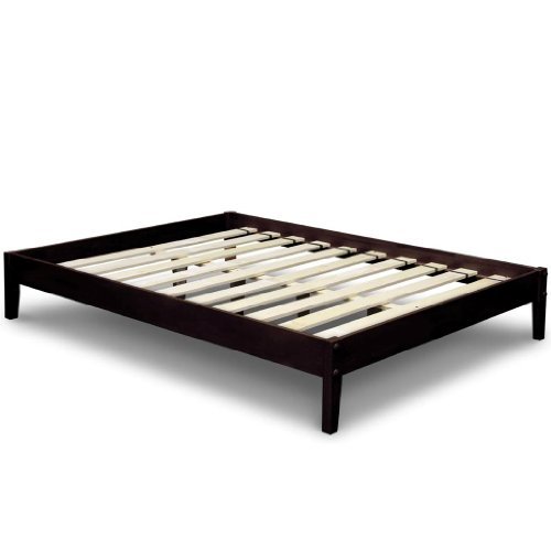 Best Price Mattress Solid Hardwood Platform Bed, Queen, Chocolate