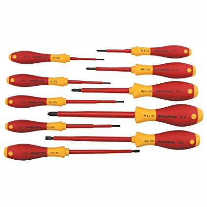 Wiha 32094 Slotted and Phillips Insulated Screwdriver Set, 1000 Volt, 10 Piece