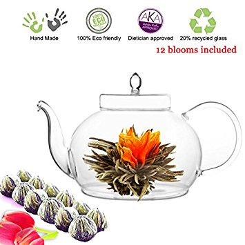 Tea Beyond Tea Set Teapot Polo 45 Oz/1330 Ml and Detox Flowering Tea 12 Cts W...