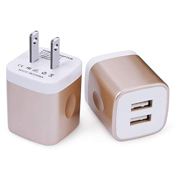 USB Wall Charger, Charging Block Brick, FiveBox 2Pack Dual Port 2.1A Wall Charger Base Charging Cube Plug Phone Charger Box Compatible iPhone XS Max/XR/X/8/7/6/6s, iPad, Samsung Galaxy S9 S8 S7 S6, LG