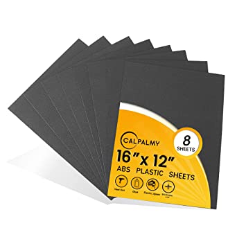 (8-Pack) CalPalmy ABS Plastic Sheets (Black) - 16” x 12” x 1/16” Plastic Sheet - Textured (Front) and Matte (Back) Surfaces - More Flexible and Moldable Than Acrylic Sheets - for Crafts and Decors