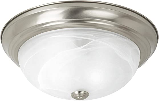 Sea Gull Lighting 75943-962 Windgate Three-Light Flush Mount Ceiling Light with Alabaster Glass Shade, Brushed Nickel Finish