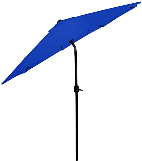 HL 9 Feet Outdoor Aluminum Patio Umbrella, Market Table Umbrella with Push Button Tilt and Crank,8 Ribs(Blue)