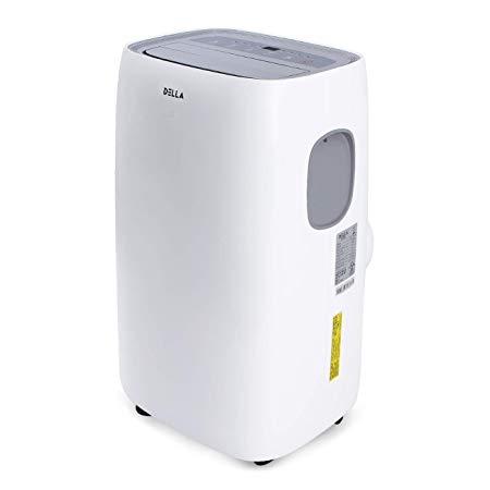 DELLA 10,000 BTU Portable Air Conditioner AC with Self self Evaporation System - Fan - Dehumidifier for Rooms Up To 450 Sq. Ft. Remote Control, Wheel, Window Kit, Quiet Operation - White