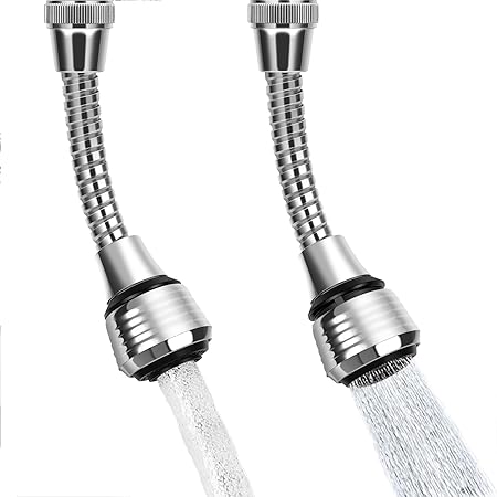 VIPMOON 2pcs Swivel Faucet Extender, Kitchen Faucet Aerator 360 ° Rotatable Anti-Splash Faucet Sprayer Attachment with Stainless Steel Hose and 2 Modes Adjustment for Kitchen and Bathroom