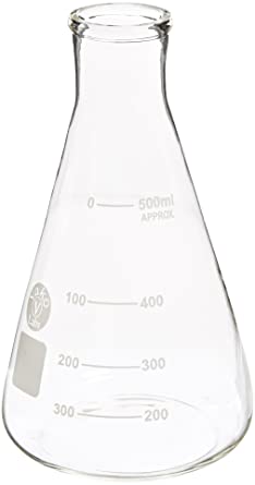 Ajax Scientific GL025-0500 Erlenmeyer Narrow Mouth Flask with Graduated and Marking Spot, 500mL
