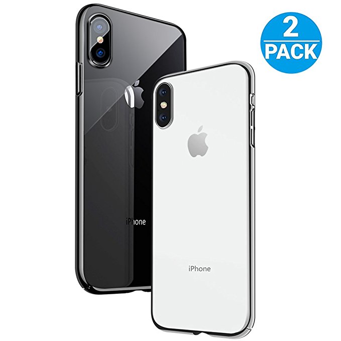 iPhone X Case - Pohopa Slim Rugged Crystal TPU Case [2 Packs, Clear] with Scratch Resistant / Enhanced Hand Grip and Hybrid Drop Protection for Apple iPhone X / 10 Smart Phone 2017 (Crystal Clear)