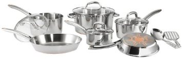 T-fal C836SC Ultimate Stainless Steel Copper Bottom Cookware Set , 12-Pieces, Silver