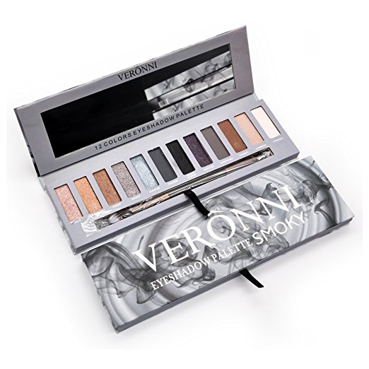 Eyeshadow Palette Smoky Makeup kit,Matte&Shimmer 12Colors | High Pigmented | Vegan Nude Warm Natural Smokey Pro Eye Shadows with Mirror&Eye Brush Cosmetic Set