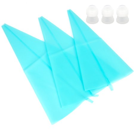 MCIRCO 3 Sizes Reusable Silicone Cake Decorating Pastry Bags with 3 Couplers