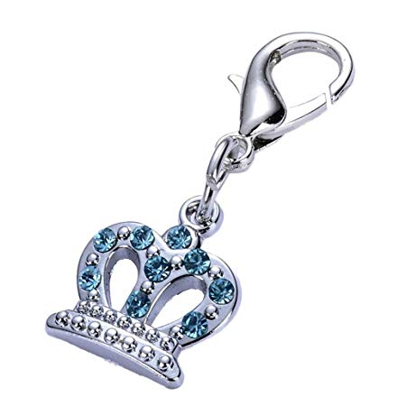 ZX101 Fashion Alloy Rhinestone Crown Pendant Pet Dog Collar Necklace Charm Jewelry Decorated Anti Lost Dog ID Tags