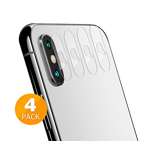 Tensea Back Camera Lens Protector Apple iPhone Xs Max/Xs / X Tempered Glass Film Screen Protector, Anti-Scratch, Anti-Fingerprint, Ultra Thin, High Definition, 4 Pack