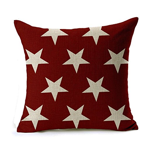 MARY ST 18x18 Inch Cotton Linen Decorative Throw Pillow Cover Cushion Case, Flag Stars Galaxy Red(stars)