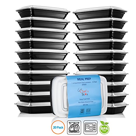 Chef's Star 1 Compartment Reusable Food Storage Containers with Lids - 21 oz - BPA Free - Microwave Safe - Dishwasher Safe - Stackable - 10 Per Pack - Set Of 2