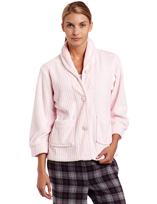Casual Moments Women's Bed Jacket Shawl Collar Robe