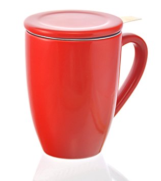 GROSCHE Kassel Tea Infuser Mug / Teacup with Stainless Steel Infuser, 330ml/11.2 oz, red