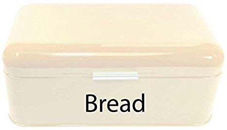 Chef Vida Steel Curved Bread Bin Kitchen Food Storage Box, Cream FREE DELIVERY