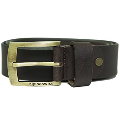 Alpine Swiss Men's Belt 35MM Casual Jean Genuine Leather Dakota Signature Buckle