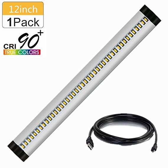 LightingWill Silver LED Under Cabinet Lighting, CRI90 SMD2835, 5V Daylight White 5000K-6000K,5W(10W Fluorescent Tube Equivalent) 250LM Under Counter Lighting