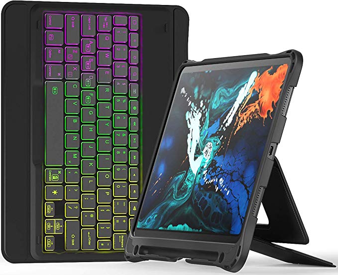 Inateck Keyboard Case for iPad Pro 11 Inch, with Pencil Holder and DIY Backlight, Detachable Bluetooth Keyboard, KB02005