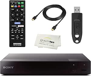 Sony 4K Upscaling 3D Streaming Blu-ray DVD Player Built in Wi-Fi - Remote Control - High Speed 6 Foot 4K HDMI Cable - Ultra USB Flash Drive 64GB (BDP-S6700)…