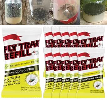 300g Natural Fly Bait Refill Packets Killer for Reusable Fly Traps Outdoor, Fly Attractant for Ranch Fly Traps Outdoor