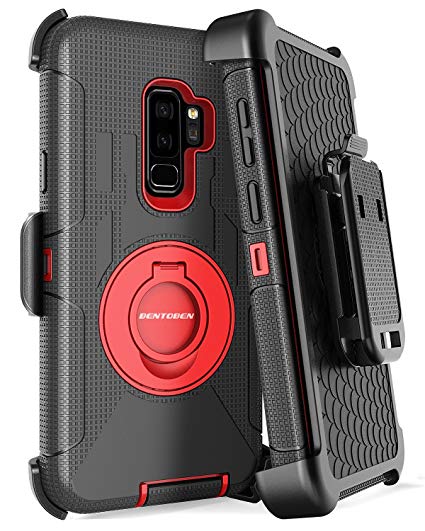 Galaxy S9 Plus Case, Samsung S9 Plus Case, BENTOBEN Shockproof Heavy Duty Hybrid PC Silicone Full Body Rugged Kickstand Belt Clip Holster Protective Phone Case for Samsung Galaxy S9 Plus Black/Red