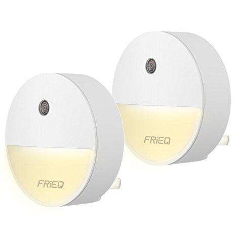 FRiEQ LED Plug in Night Light with Dusk to Dawn Sensor, Perfect for Bedroom, Bathroom, Kitchen, Stairs, or Any Dark Room (2 pack )