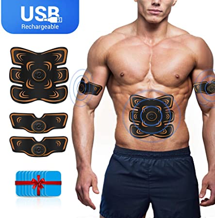 Muscle Toner Abs Stimulator, Portable Muscle Trainer, Rechargeable Abdominal Toning Belt Ultimate Muscle Toner for Men Women, Work Out Power Fitness ABS Abdominal Trainer with 6 Modes & 9 Levels