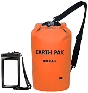 Earth Pak -Waterproof Dry Bag - Roll Top Dry Compression Sack Keeps Gear Dry for Kayaking, Beach, Rafting, Boating, Hiking, Camping and Fishing with Waterproof Phone Case