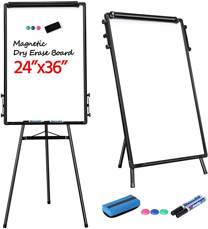 Yaheetech Easel Whiteboard - Magnetic Portable Dry Erase Easel Board 36 x 24 Tripod Whiteboard Height Adjustable Flipchart Easel Stand White Board for Office or Teaching at Home & Classroom