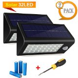 400 Lumens Outdoor Solar Lights Motion Sensor Security 32LED Rechargeable Step Stairway Path Landscape Garden Floor Wall Patio Lighting Lamp - 2x18650 Batteries  A Screwdriver Included