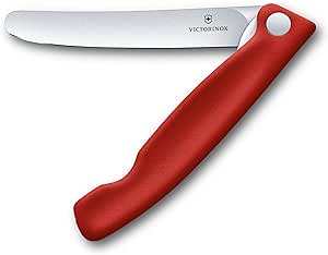 Victorinox Swiss Classic, Coltello da Verdura Pieghevole, Lama Dritta, Lavabile in Lavastoviglie, 11 cm, Colour Rosso