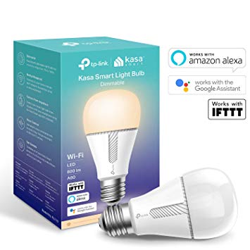 Kasa Smart WiFi Light Bulb by TP-Link, E27/B22, 10W, Works with Amazon Alexa (Echo and Echo Dot), Google Home and IFTTT, Dimmable Soft Warm White, No Hub Required [Energy Class A ]