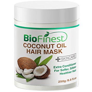 Biofinest Coconut Oil Hair Mask - with 100% Organic Shea Butter, Rosehip, Vitamin E- Deep Conditioner for Dry/ Damaged/ Color Treated Hair (250g)