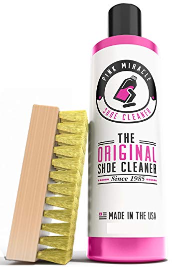 Pink Miracle Bottle - Shoe Cleaner - Fabric Cleaner Solution With Free BONUS Brush - Works on Leather, Whites, Nubuck, Golf Shoes, Basketball Shoes, Boots, Sandals, Home and Car Upholstery