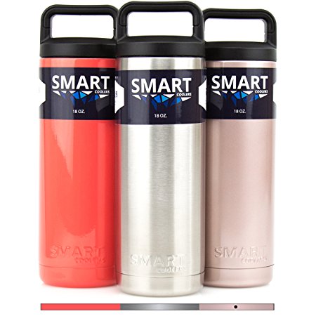 Premium Double Wall Insulated Stainless Steel Bottle Smart Coolers - Bottle 100% Leak Proof + Gift Box - Compare to Yeti - Keep Coffee and Ice Tea - Rose Gold