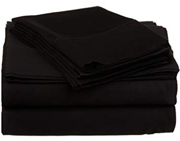 Adjustable California King Bed Sheets 5PCs Black Solid -100% Egyptian Cotton 600 Thread Count-12 Inches Deep Pocket (Split-California King)