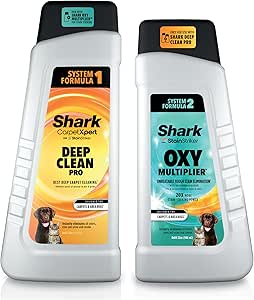 Shark EXCM48 CarpetXpert Deep Clean Pro Formula 48oz & EXOX32 StainStriker OXY Multiplier Formula 32oz. formulated for All Carpets, Upholstery & Area