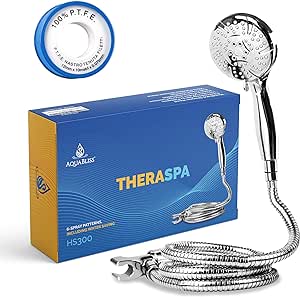 AquaBliss TheraSpa Hand Shower – 6 Mode Massage Shower Head with Hose High Pressure to Gentle Water Saving Mode - 6.5 FT No-Tangle Handheld Shower Head with Extra Long Hose & Adj. Mount - Chrome
