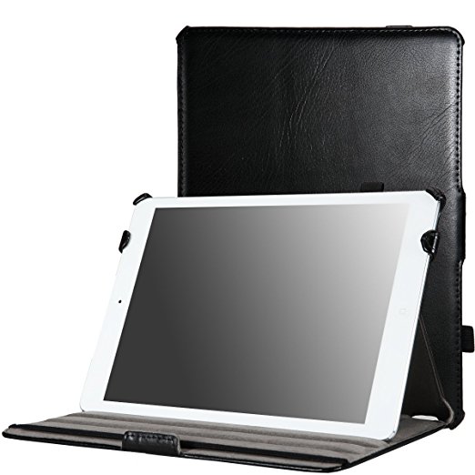 MoKo Apple iPad Air Cover Case - Genuine Leather Slim-Fit Case with Stand for Apple iPad Air / iPad 5 9.7 Inch 2013 Tablet, BLACK (With Auto Wake / Sleep, Not fit iPad Air 2)