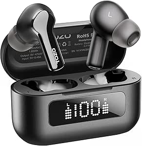 TOZO Upgraded Hybrid Active Noise Cancelling Wireless Earbuds 6 Mics ENC Clear Call 55H Playtime 32 Preset EQs via APP Bluetooth 5.3 Headset IPX8 Waterproof in-Ear Headphones with LED Display