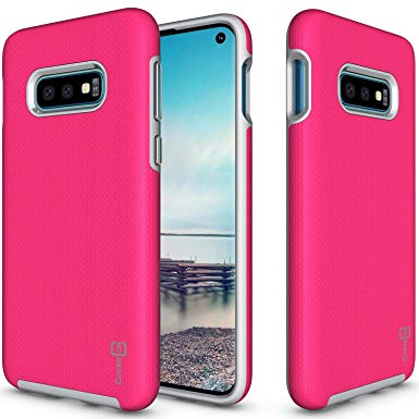 CoverON Samsung Galaxy S10E Phone Case, Rugged Series Tough Protective Premium Hard Cover with Easy-Press Metalized Buttons - Hot Pink